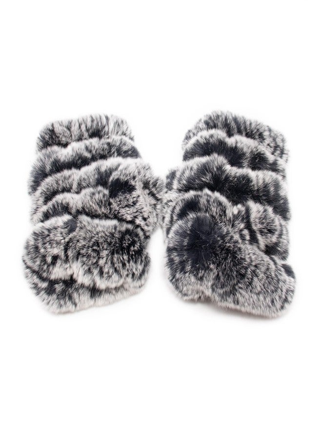 Surell Fingerless Gloves - Real Rex Rabbit Fur Gloves - Women’s Texting Gloves - Fingerless Mittens - Fur Winter Gloves - Soft & Warm Cold Weather Mittens for Girls - Black Frost - Image 3